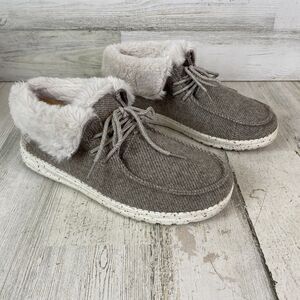 HEY DUDE Britt Nut Faux Fur Trimmed Shoes Women’s 8 Slip On Booties